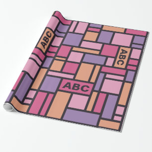 Geometric Pattern custom monogram wrapping paper