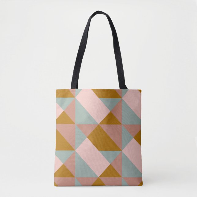 Geometric Pattern Design in Earthy Pastel Colour Tote Bag (Front)