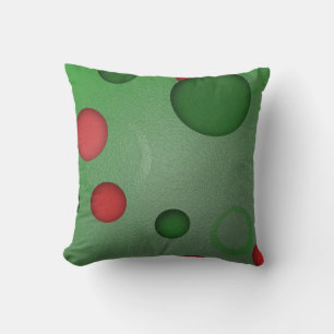 Geometric Pattern Dots Circles on Green Cushion