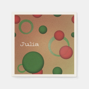Geometric Pattern Dots Circles on Pink any Name Napkin