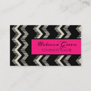 Geometric Pattern Fashion pink Black White Chevron Business Card