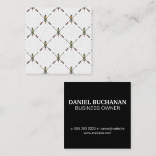 Geometric Pattern Feather Boho Pattern Square Business Card