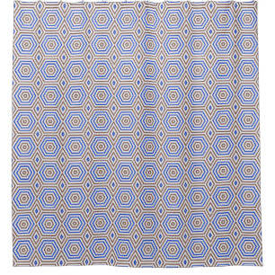 Geometric pattern figures retro brown blue shower curtain