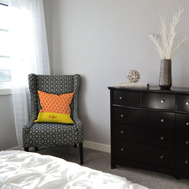 Geometric pattern fuchsia  yellow red cushion (Creator Uploaded)