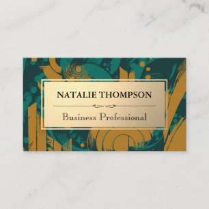 Geometric Pattern Gold Metal Business Card