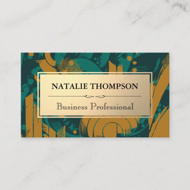 Geometric Pattern | Gold Metal  Business Card (Front)