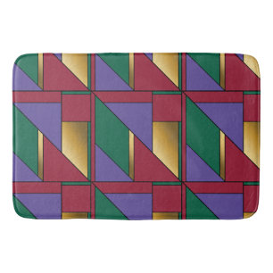 Geometric Pattern Gold Purple Green Red Bath Mat