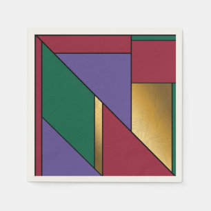 Geometric Pattern Gold Purple Green Red Napkin