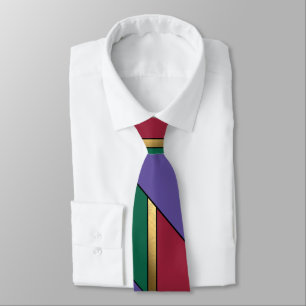 Geometric Pattern Gold Purple Green Red Tie