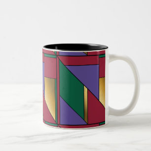 Geometric Pattern Gold Purple Green Red Two-Tone Coffee Mug