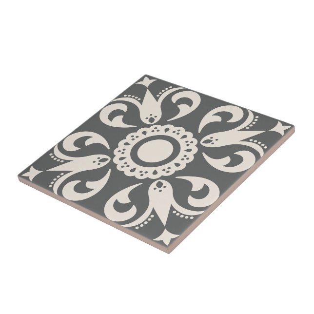 Geometric Pattern Grey Black White Decorative  Ceramic Tile (Side)