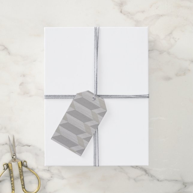 geometric pattern grey wood gift tag (With Twine)