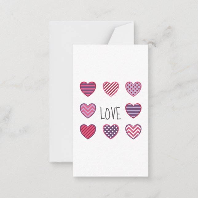 Geometric Pattern Hearts Love Happy Valentines Day Card (Front)