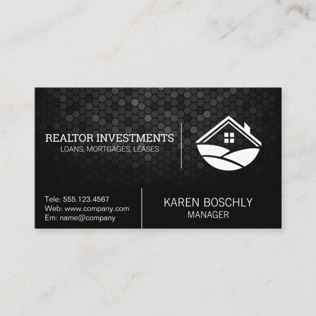 Geometric Pattern | Home Icon Business Card (Front)