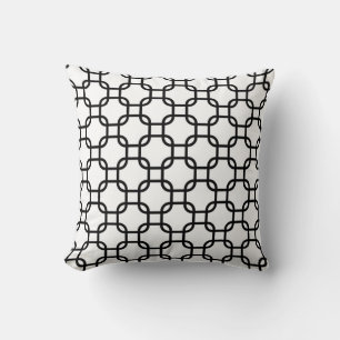 Geometric Pattern I Black and White Cushion