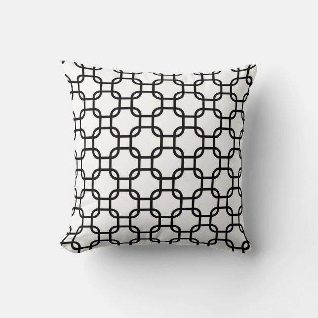 Geometric Pattern I Black and White Cushion (Front)