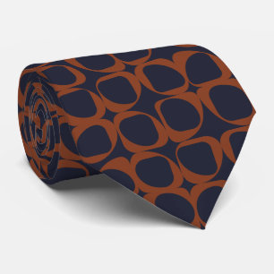 Geometric Pattern II - Navy and Rust A Tie