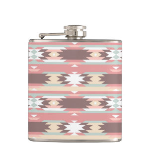 Geometric pattern in aztec style 2 hip flask