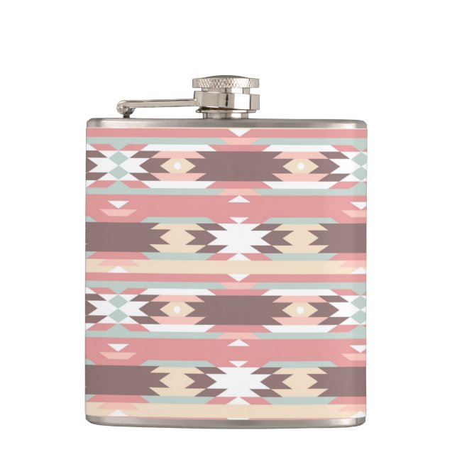 Geometric pattern in aztec style 2 hip flask (Front)