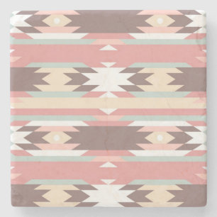 Geometric pattern in aztec style 2 stone coaster