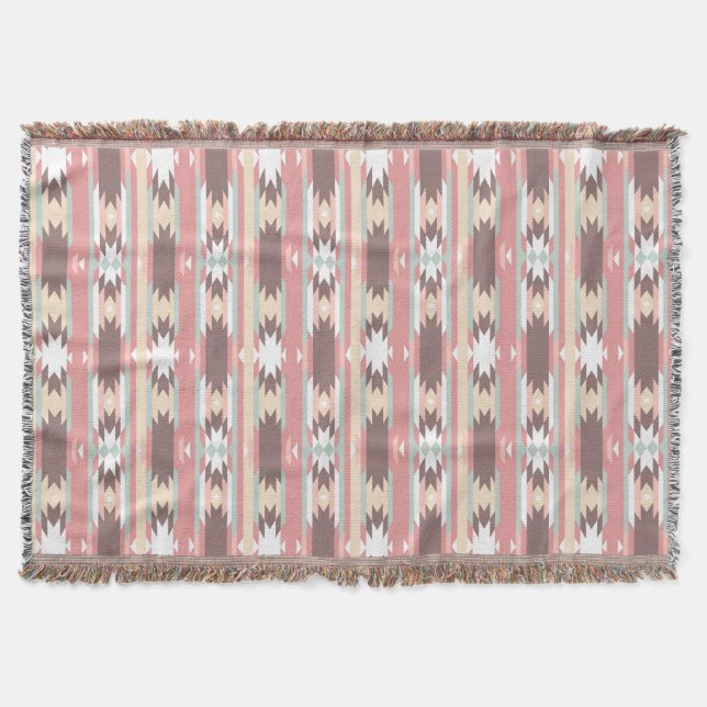 Geometric pattern in aztec style 2 throw blanket (Front)