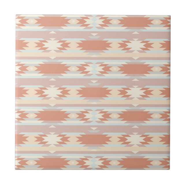 Geometric pattern in aztec style 3 ceramic tile (Front)