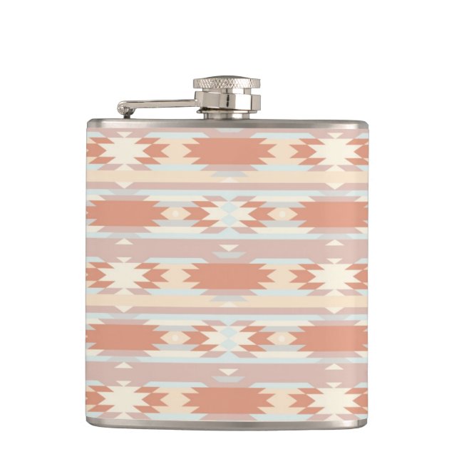 Geometric pattern in aztec style 3 hip flask (Front)