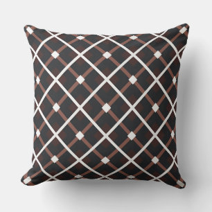 Geometric Pattern in Black and Warm Brown Tones Cushion