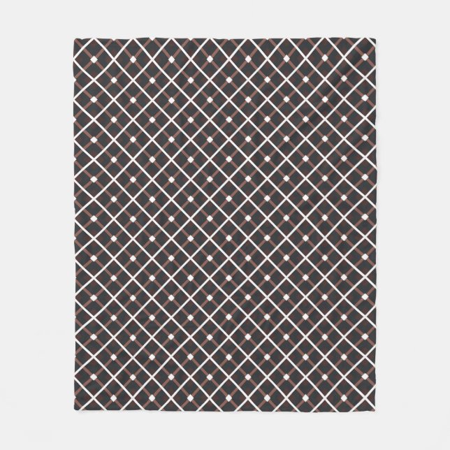Geometric Pattern in Black and Warm Brown Tones Fleece Blanket (Front)