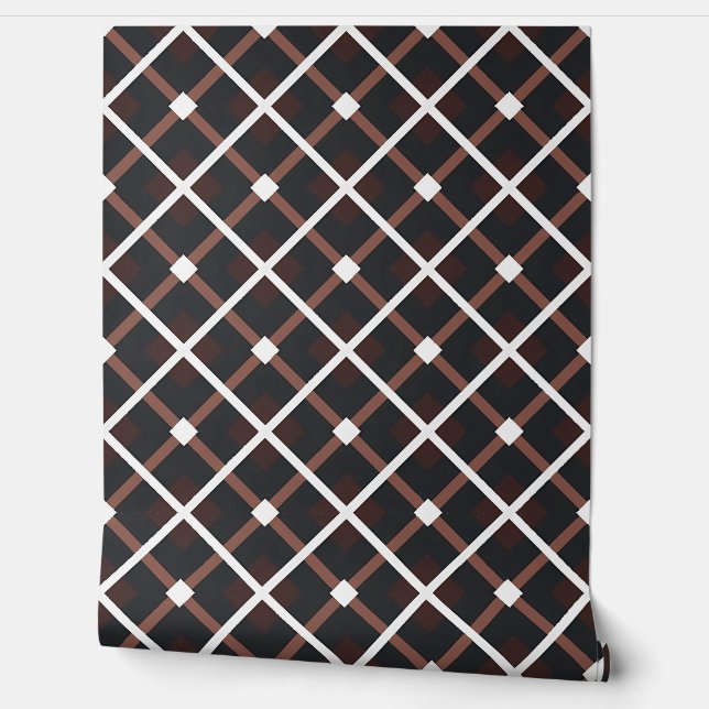 Geometric Pattern in Black and Warm Brown Tones Wallpaper (Unrolling)