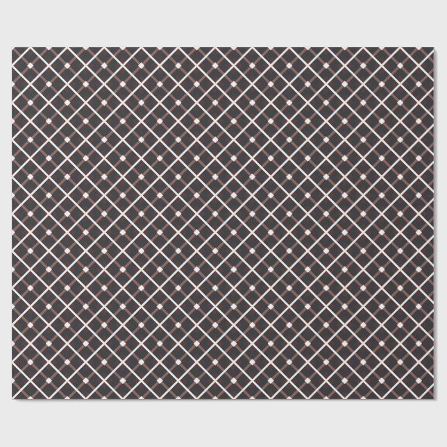 Geometric Pattern in Black and Warm Brown Tones Wrapping Paper (Flat)