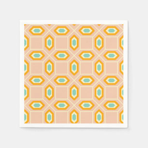 Geometric pattern in blue and orange diamond shape napkin
