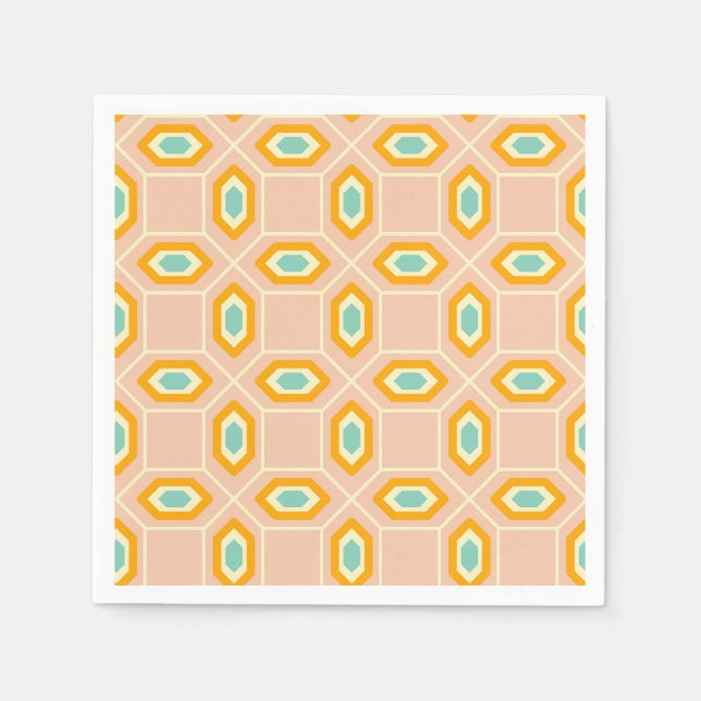 Geometric pattern in blue and orange diamond shape napkin (Front)