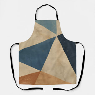 Geometric Pattern in Blues, Tans, and Rust Apron