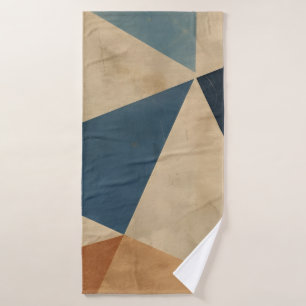 Geometric Pattern in Blues, Tans, and Rust Bath Towel Set