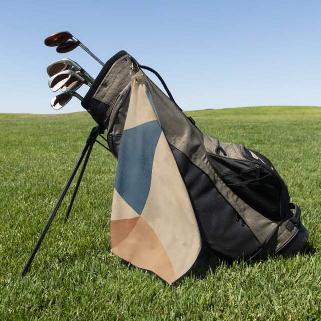 Geometric Pattern in Blues, Tans, and Rust Golf Towel (Green)