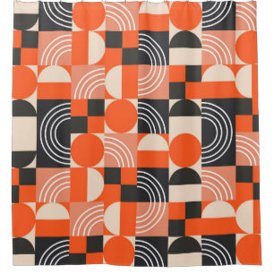 Geometric pattern in bright colour blocks.  shower curtain