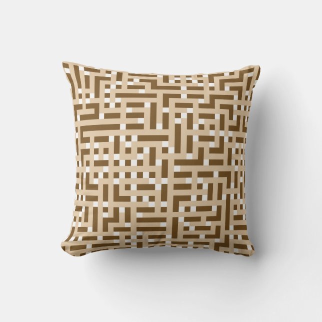 Geometric Pattern in Brown, Beige and White. Cushion (Front)