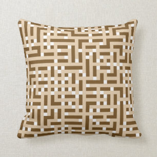 Geometric Pattern in Brown, Beige and White. Cushion