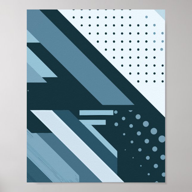 Geometric Pattern in Dark and Light Blue Tones Poster (Front)