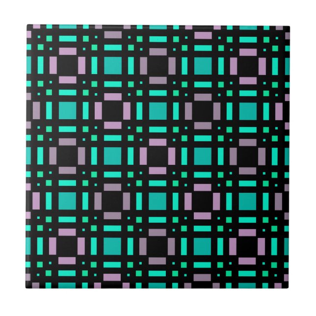 Geometric pattern in green and geometric colours p ceramic tile (Front)