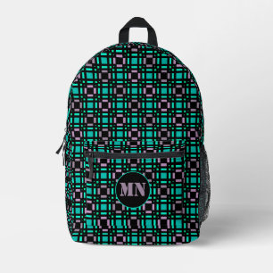 Geometric pattern in green and geometric colours p printed backpack