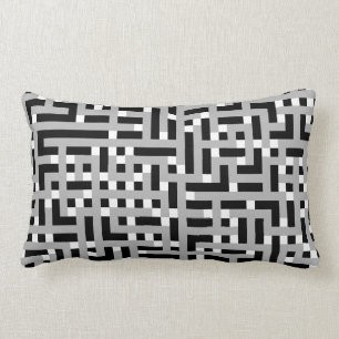 Geometric Pattern in Grey, Black and White. Lumbar Cushion