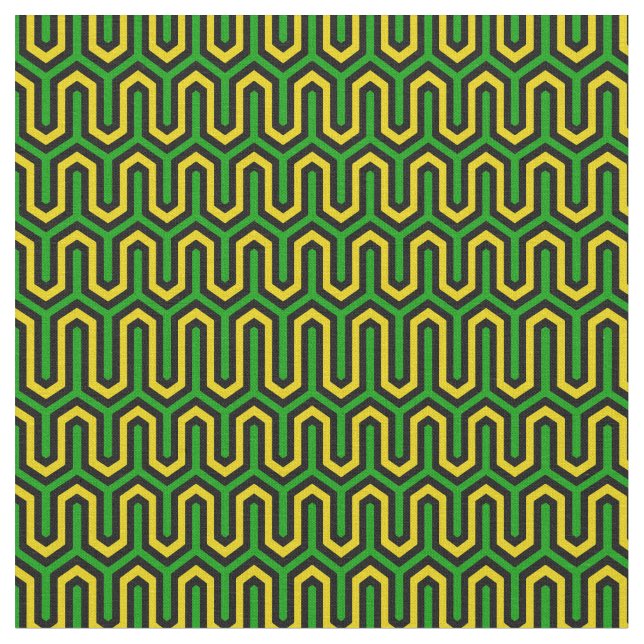 Geometric Pattern in Jamaican Flag Colours Fabric (Close Up)