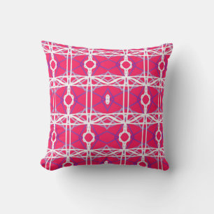Geometric Pattern In Pink, White, And Purple Cushion