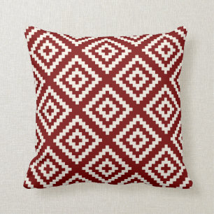 Geometric Pattern in Red Cushion