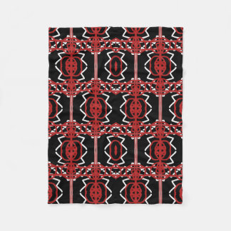 Geometric Pattern In Red, White And Black. Fleece Blanket