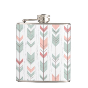 Geometric pattern in retro style hip flask