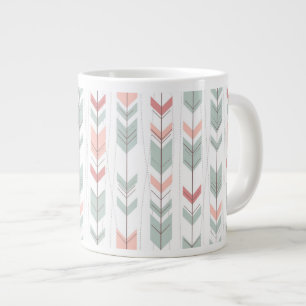 Geometric pattern in retro style large coffee mug