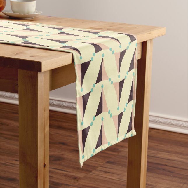 Geometric pattern in retro vibe short table runner (In Situ)